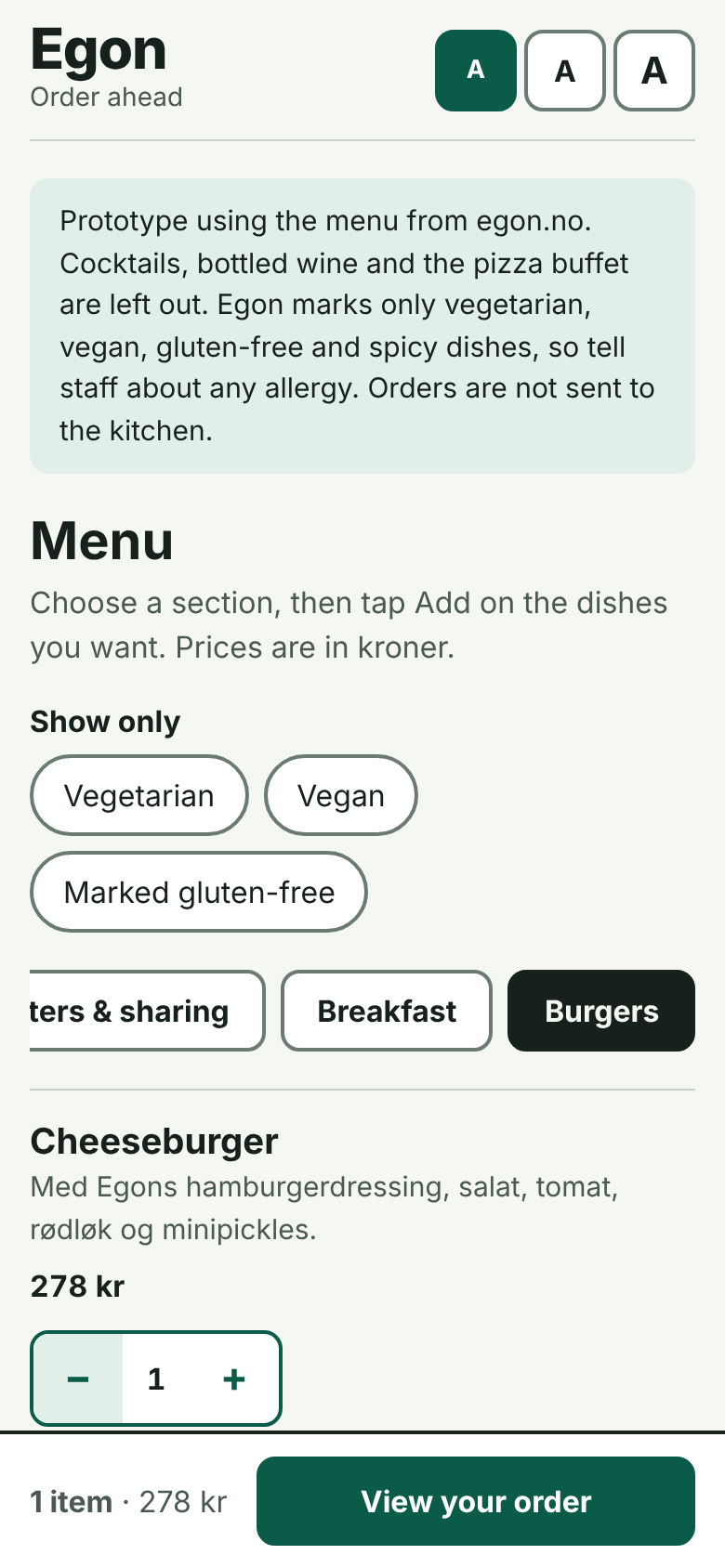 a picture of the menu page