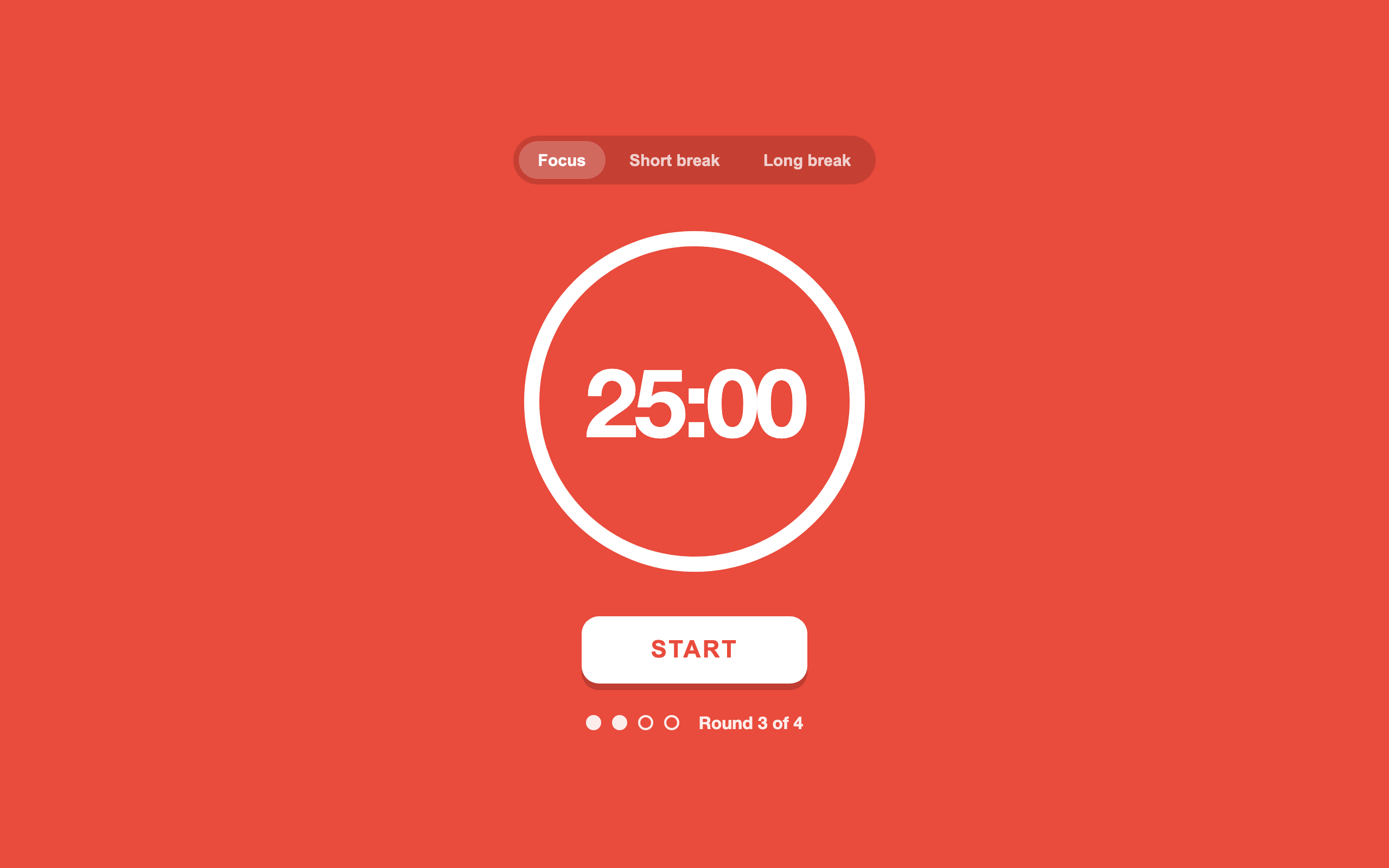 The red timer at 25:00 before starting